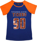 Big Boy Savannah State Tigers Ladies Sequins Patch Tee [Royal Blue]