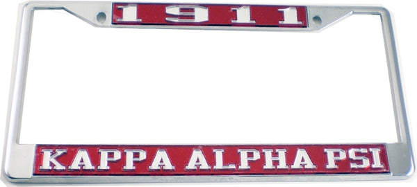 Kappa Alpha Psi 1911 License Plate Frame [Silver Standard Frame - Red/Silver]