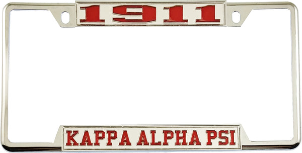Kappa Alpha Psi 1911 License Plate Frame [Decal Visible Frame - Silver/Red]