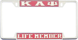 Kappa Alpha Psi Life Member License Plate Frame [Decal Visible Frame - Red/Silver]
