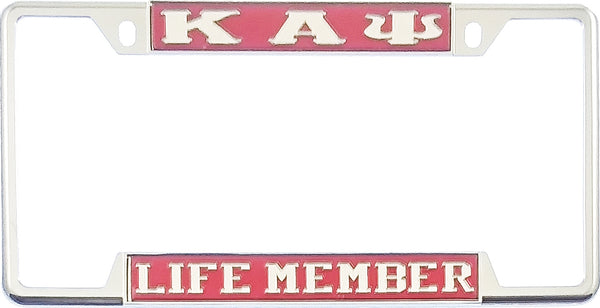 Kappa Alpha Psi Life Member License Plate Frame [Decal Visible Frame - Red/Silver]
