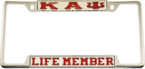 Kappa Alpha Psi Life Member License Plate Frame [Decal Visible Frame - Silver/Red]