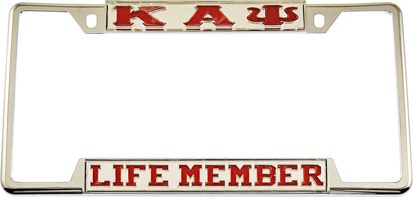 Kappa Alpha Psi Life Member License Plate Frame [Decal Visible Frame - Silver/Red]