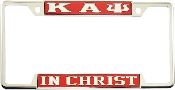 Kappa Alpha Psi In Christ License Plate Frame [Decal Visible Frame - Red/Silver]