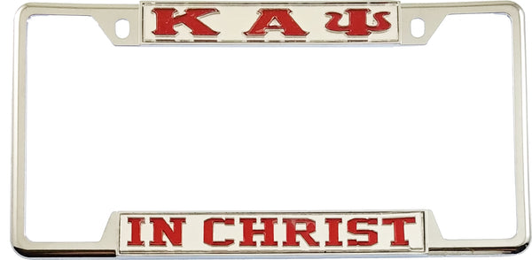Kappa Alpha Psi In Christ License Plate Frame [Decal Visible Frame - Silver/Red]