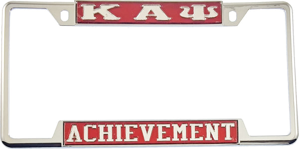 Kappa Alpha Psi Achievement License Plate Frame [Decal Visible Frame - Red/Silver]