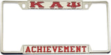 Kappa Alpha Psi Achievement License Plate Frame [Decal Visible Frame - Silver/Red]