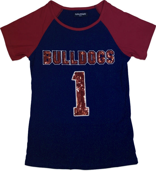 Big Boy South Carolina State Bulldogs Ladies Sequins Patch Tee [Navy Blue]