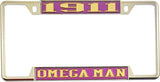 Omega Psi Phi 1911 Omega Man License Plate Frame [Decal Visible Frame - Purple/Gold]