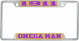 Omega Psi Phi 1911 Omega Man License Plate Frame [Decal Visible Frame - Gold/Purple]