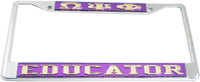 Omega Psi Phi Educator License Plate Frame [Silver Standard Frame - Purple/Gold]