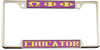 Omega Psi Phi Educator License Plate Frame [Decal Visible Frame - Purple/Gold]