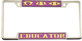 Omega Psi Phi Educator License Plate Frame [Decal Visible Frame - Purple/Gold]