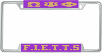 Omega Psi Phi F.I.E.T.T.S. License Plate Frame [Decal Visible Frame - Purple/Gold]