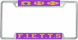 Omega Psi Phi F.I.E.T.T.S. License Plate Frame [Decal Visible Frame - Purple/Gold]