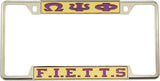Omega Psi Phi F.I.E.T.T.S. License Plate Frame [Decal Visible Frame - Gold/Purple]