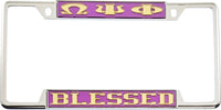 Omega Psi Phi Blessed License Plate Frame [Decal Visible Frame - Purple/Gold]