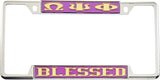 Omega Psi Phi Blessed License Plate Frame [Decal Visible Frame - Purple/Gold]