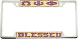 Omega Psi Phi Blessed License Plate Frame [Decal Visible Frame - Gold/Purple]
