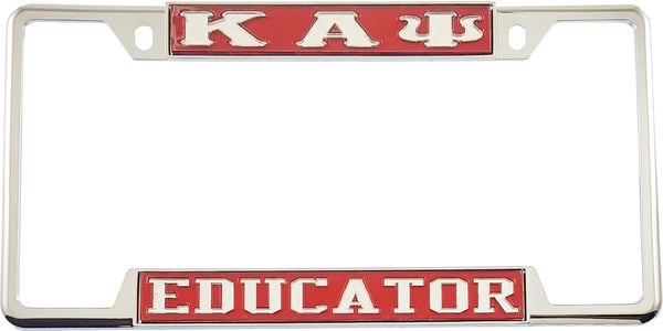 Kappa Alpha Psi Educator License Plate Frame [Decal Visible Frame - Red/Silver]