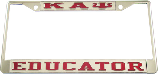 Kappa Alpha Psi Educator License Plate Frame [Silver Standard Frame - Silver/Red]