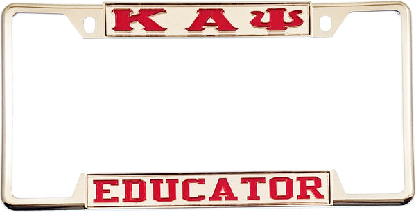 Kappa Alpha Psi Educator License Plate Frame [Decal Visible Frame - Silver/Red]