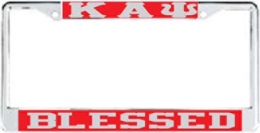 Kappa Alpha Psi Blessed License Plate Frame [Silver Standard Frame - Red/Silver]