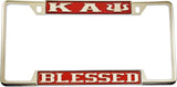 Kappa Alpha Psi Blessed License Plate Frame [Decal Visible Frame - Red/Silver]