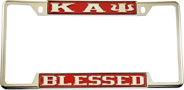 Kappa Alpha Psi Blessed License Plate Frame [Decal Visible Frame - Red/Silver]