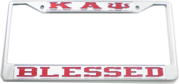 Kappa Alpha Psi Blessed License Plate Frame [Silver Standard Frame - Silver/Red]