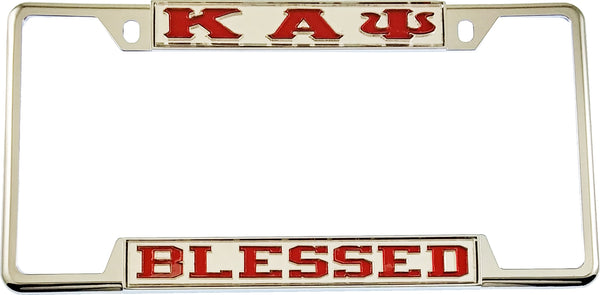 Kappa Alpha Psi Blessed License Plate Frame [Decal Visible Frame - Silver/Red]