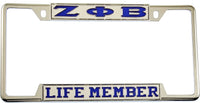 Zeta Phi Beta Life Member License Plate Frame [Decal Visible Frame - Silver/Blue]
