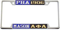 Mason PHA + Alpha Phi Alpha Split License Plate Frame [Blue/Silver/Black/Gold - Car or Truck - Decal Visible Frame]