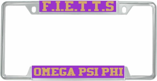 Omega Psi Phi F.I.E.T.T.S. License Plate Frame [Decal Visible Frame - Purple/Gold]