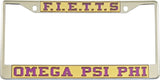 Omega Psi Phi F.I.E.T.T.S. License Plate Frame [Silver Standard Frame - Gold/Purple]