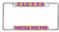 Omega Psi Phi F.I.E.T.T.S. License Plate Frame [Decal Visible Frame - Gold/Purple]