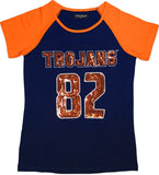 Big Boy Virginia State Trojans Ladies Sequins Patch Tee [Navy Blue]