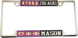 Omega Psi Phi + Mason - 2B1 ASK1 Split License Plate Frame [Decal Visible Frame - Purple/Gold/Black/Silver]