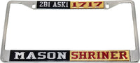 Mason + Shriner 1717 Split License Plate Frame [Silver Standard Frame - Black/Silver/Gold/Red]