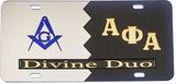 Mason + Alpha Phi Alpha Split Divine Duo License Plate [Silver/Black]