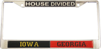 Iowa + Georgia House Divided Split License Plate Frame [Silver]