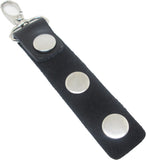 Eastern Star Triple Letter Button Leather Key Chain [Black]