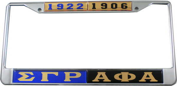 Sigma Gamma Rho + Alpha Phi Alpha Split Founder Year License Plate Frame [Blue/Black]