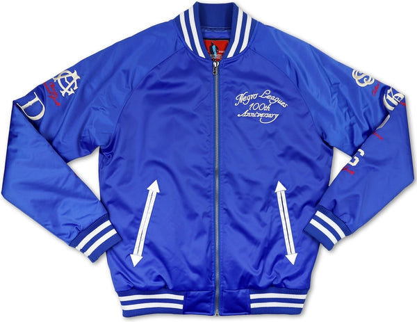 Big Boy Negro League Baseball Centennial Satin Mens Baseball Jacket [Royal Blue]