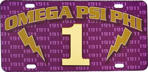 Omega Psi Phi Printed Line #1 License Plate [Purple]