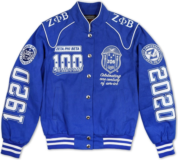 Big Boy Zeta Phi Beta Centennial Divine 9 S9 Ladies Twill Racing Jacket [Royal Blue]