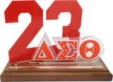 Delta Sigma Theta Acrylic Desktop Line #23 With Wooden Base [Brown]