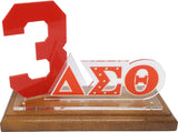 Delta Sigma Theta Acrylic Desktop Line #3 With Wooden Base [Brown]