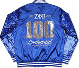 Big Boy Zeta Phi Beta Centennial Divine 9 S3 Ladies Sequins Jacket [Royal Blue]