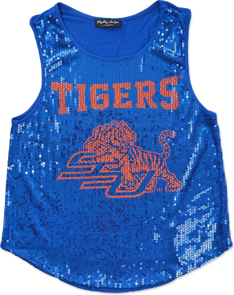 Big Boy Savannah State Tigers S2 Ladies Sequins Tank Top [Royal Blue]